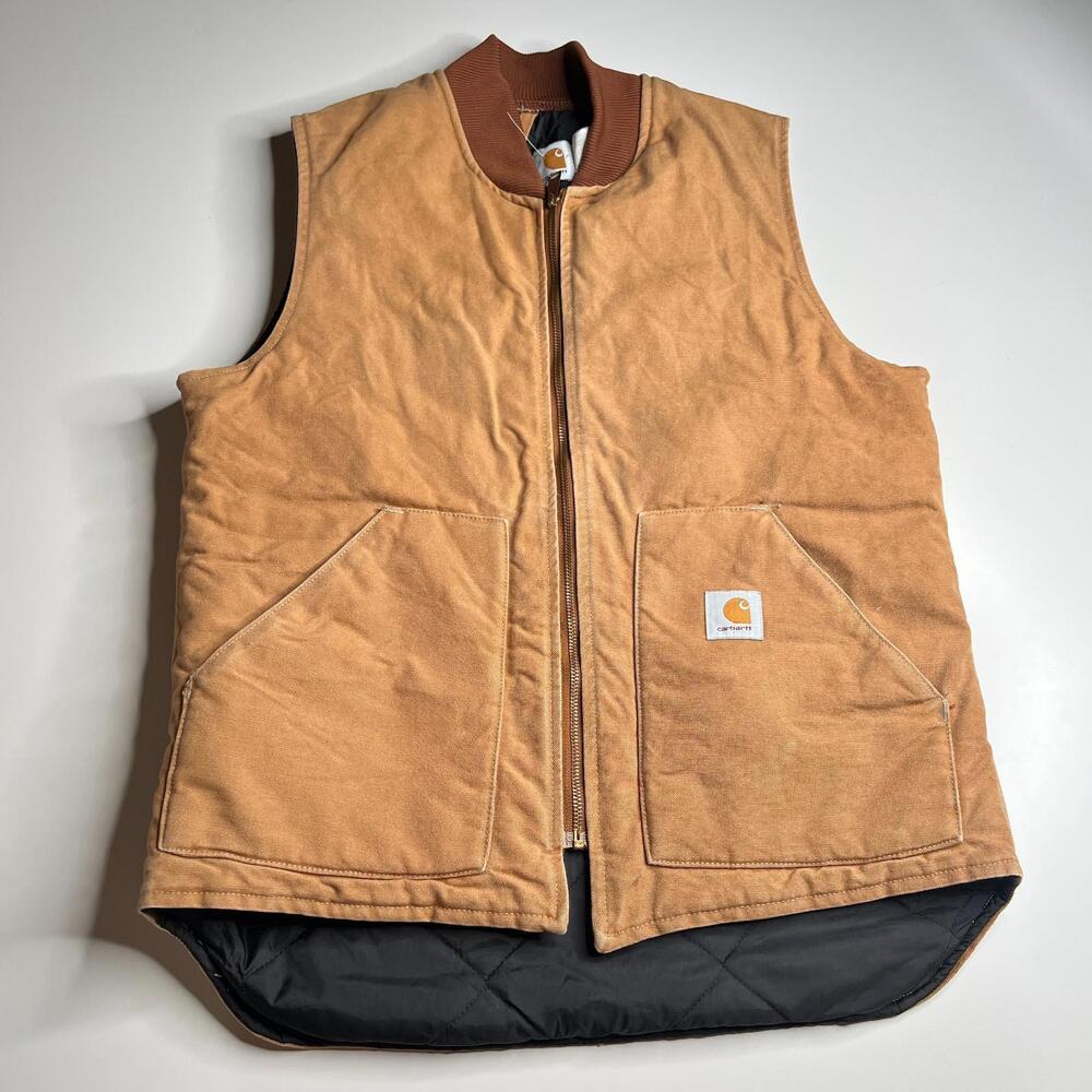 Carhartt Duck Canvas Work Vest Men’s Brown Quilted‎ Lined Vintage USA Made YKK